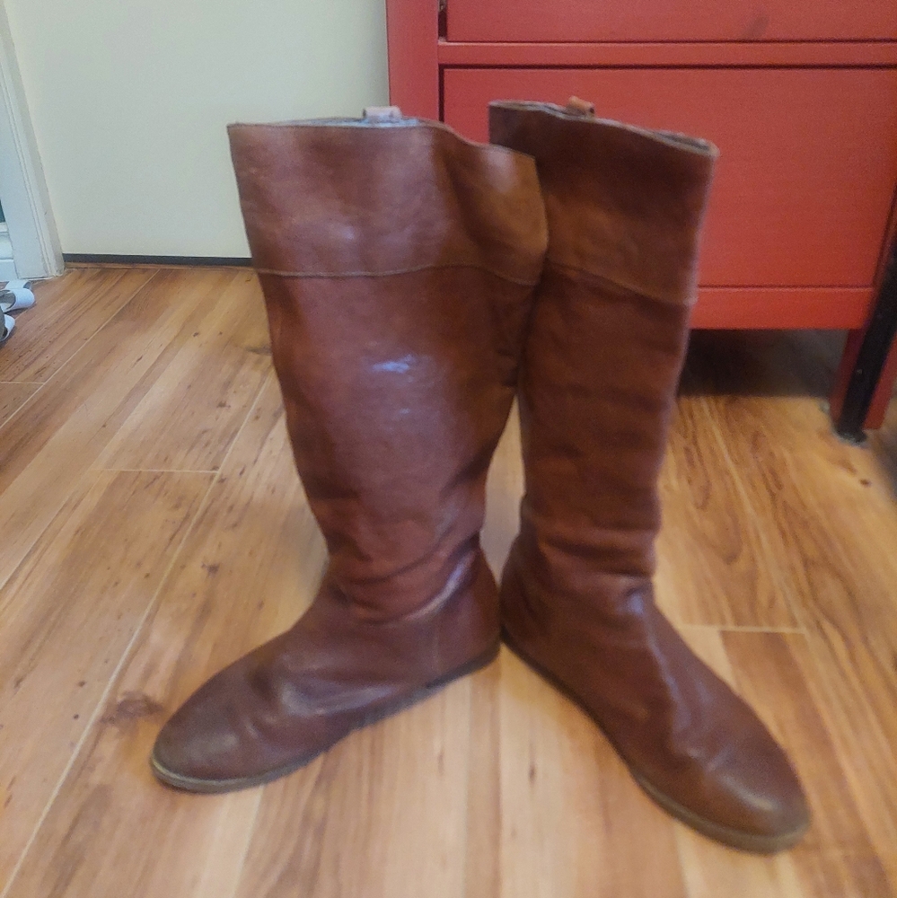 Brown Leather Knee-High Boots By Steve Madden